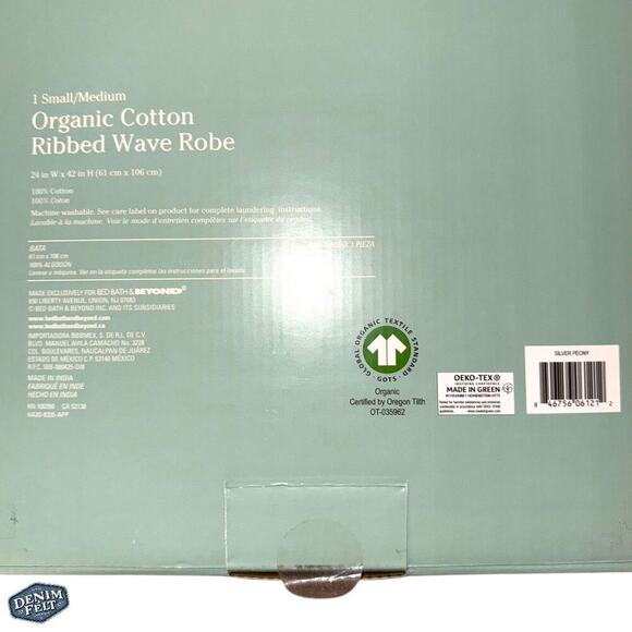 Haven Wave Small/Medium Organic Ribbed Cotton Robe in Silver Peony | NEW/NIB! - Picture 6 of 6